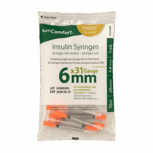 Insulin Syringes - SureComfort U-100 - 31 Gauge, 1cc, 1/4" [1 pack of 10]