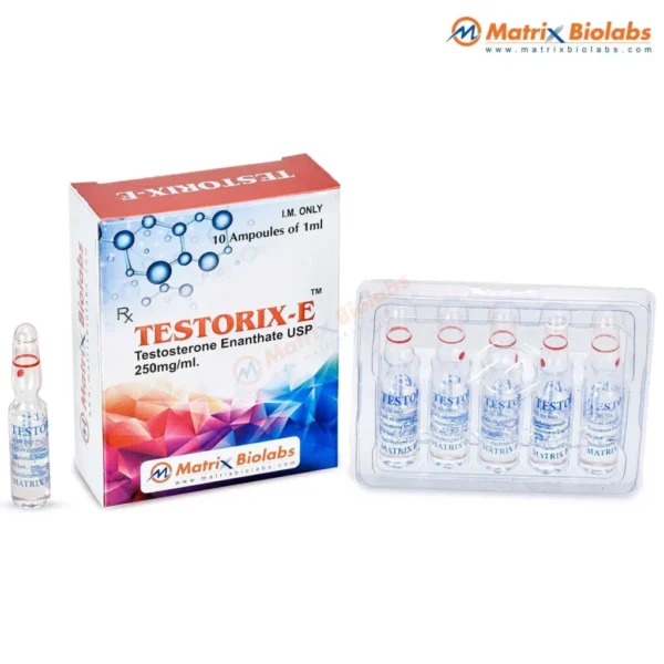 Testorix-E (Testosterone Enanthate) 250mg/mL (10 ampules) – Ethyl Oleate – no retail box – imported